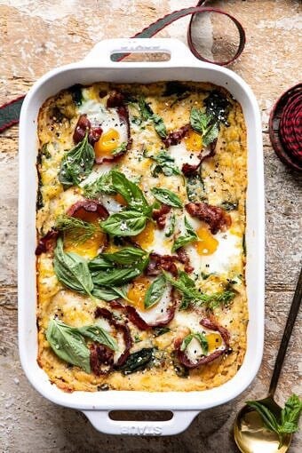 Everything Cheesy Potato and Egg Breakfast Casserole | halfbakedharvest.com #breakfast #brunch #eggs #bacon #easyrecipes