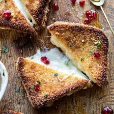 Fried Mozzarella Sandwiches with Pomegranate Honey | halfbakedharvest.com #grilledcheese #appetizer #easyrecipes #holidayrecipes #Christmas