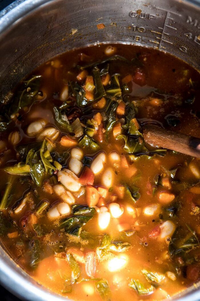 Instant Pot Pasta e Fagioli | halfbakedharvest.com #instantpot #soup #healthyrecipes Instant Pot Pasta e Fagioli in instant pot after cooking