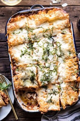 Pesto Bolognese Lasagna | halfbakedharvest.com #pasta #Italian #lasagna #cheese #holidayrecipes