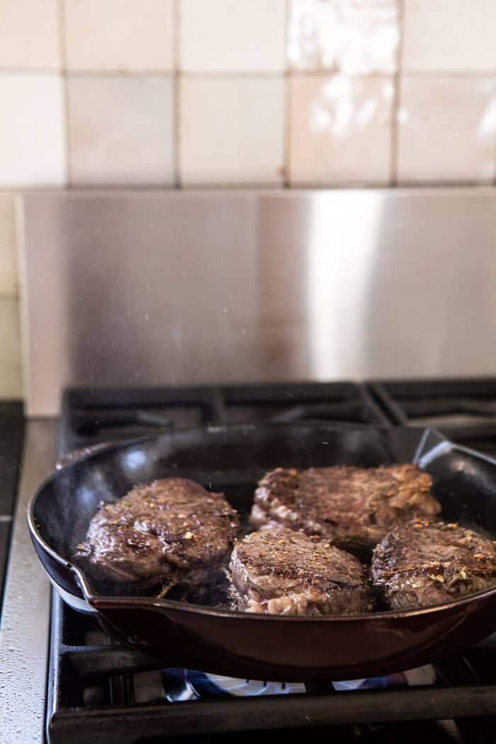 steaks in skillet