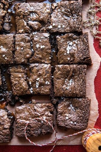 Salted Caramel and Milk Chocolate Brownies | halfbakedharvest.com #brownies #chocolate #caramel #Christmas #dessert