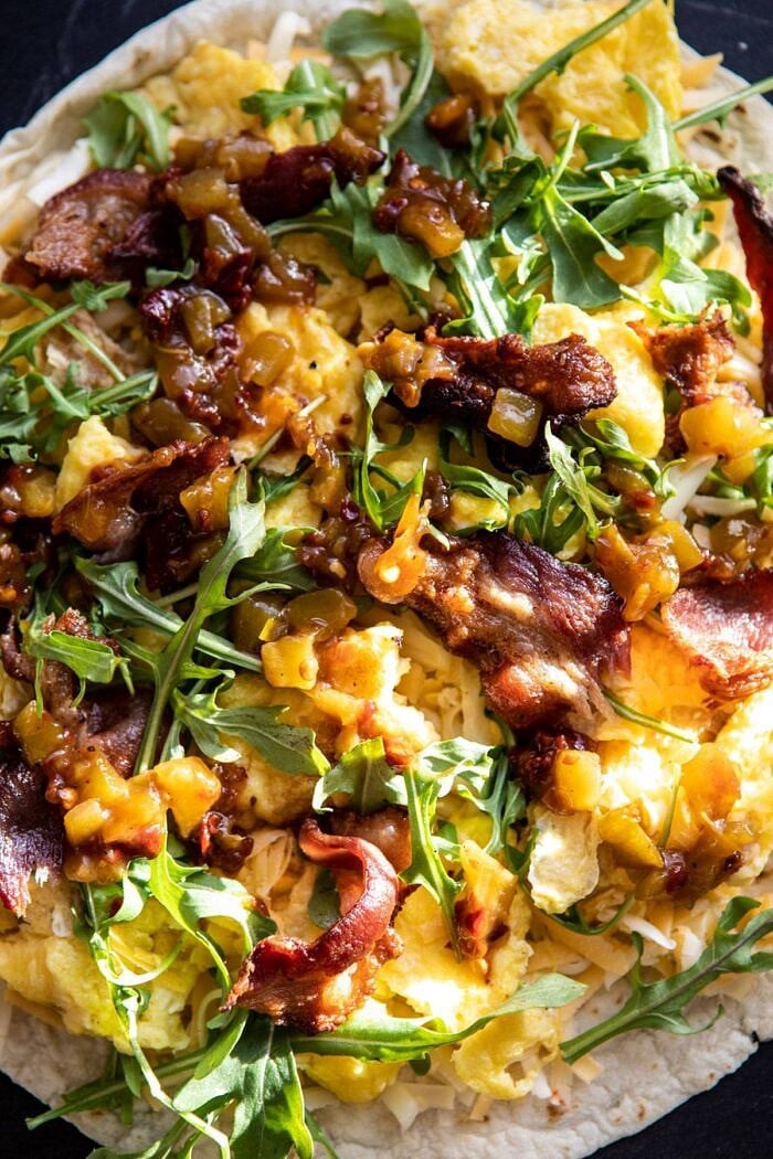 Breakfast Quesadilla with Soft Scrambled Eggs and Avocado Salsa | halfbakedharvest.com #breakfast #mexican #easyrecipes #brunch #eggs #avocado Breakfast Quesadilla with Soft Scrambled Eggs before cooking