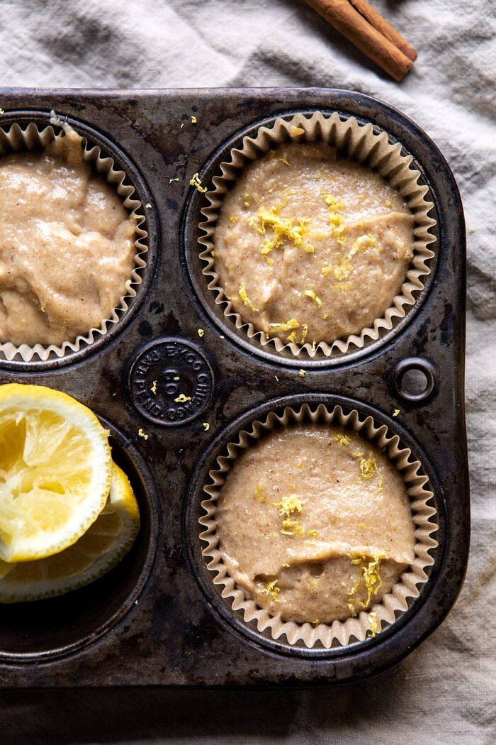 Vanilla Chai Lemon Ricotta Muffins | halfbakedharvest.com #breakfast #brunch #healthyrecipes #lemon #winter #chai Vanilla Chai Lemon Ricotta Muffins batter before baking