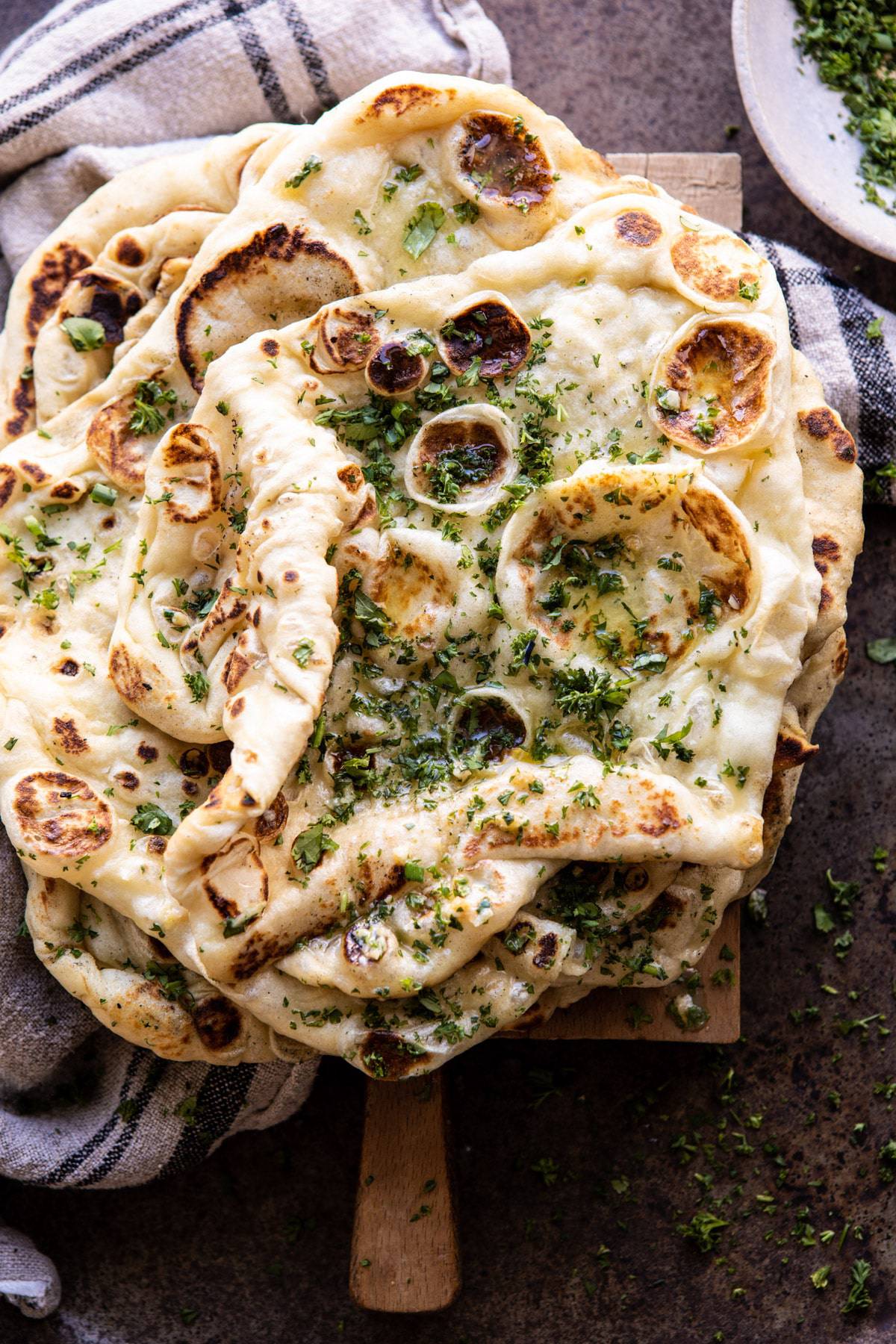Herbed Garlic Butter Naan | halfbakedharvest.com #naan #easyrecipes #bread #indian
