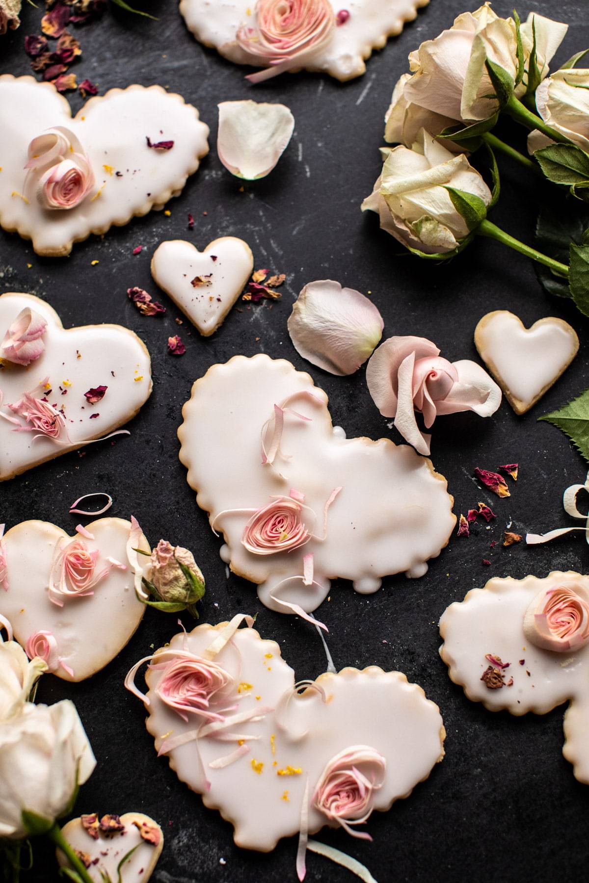Lemon Rose Shortbread Cookies | halfbakedharvest.com #cookies #valentinesdays #easyrecipes #sugarcookies #dessert