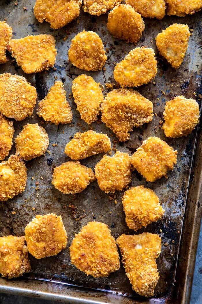 Oven Fried Korean Popcorn Chicken | halfbakedharvest.com #chicken #koreanrecipes #easyrecipes #dinnerrecipes Oven Fried Korean Popcorn Chicken before adding sauce