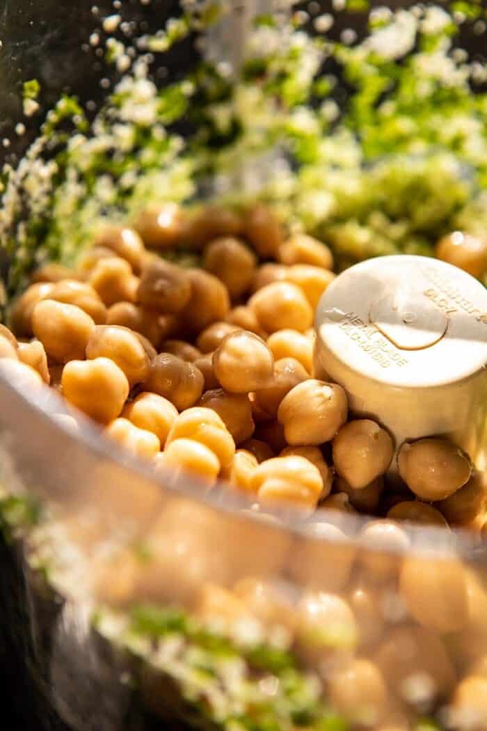 chickpeas in food processor