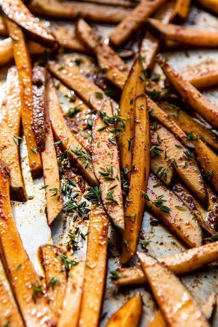 fries on baking sheet
