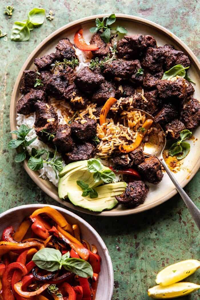 30 Minute Cajun Butter Steak and Peppers | halfbakedharvest.com #easyrecipes #steak #dinner #familyrecipes