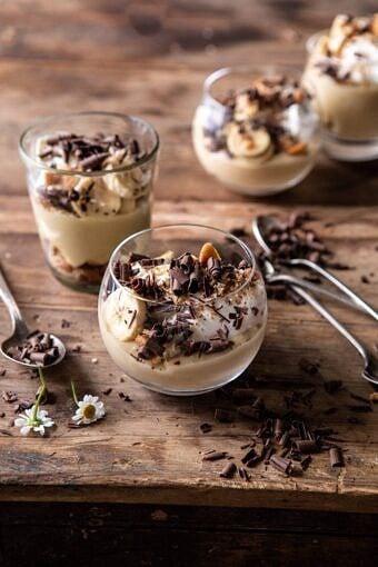 Coconut Banana Cream Pie Parfaits | halfbakedharvest.com #coconutpie #banana #dessertrecipes #easter