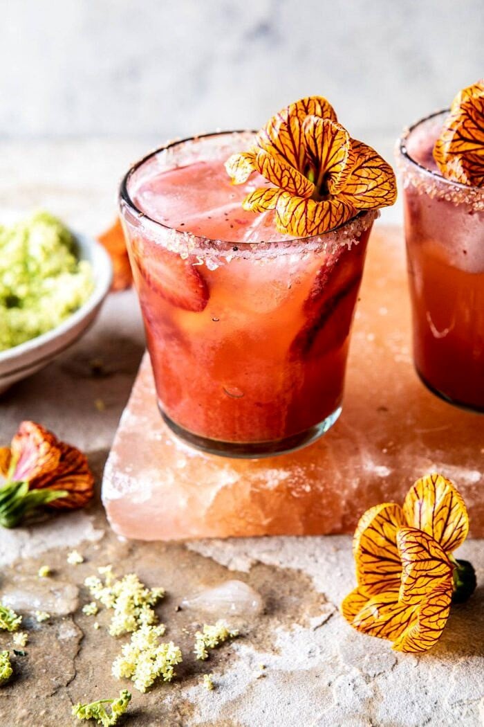 head on photo of Strawberry Hibiscus Ginger Margarita 