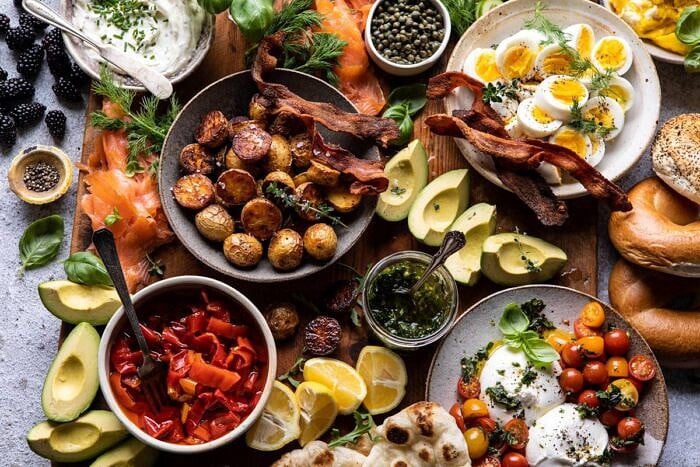 Ultimate Spring Brunch Board | halfbakedharvest.com #brunch #breakfast #potatoes #spring #summer #easter #mothersday horizontal photo of Ultimate Spring Brunch Board