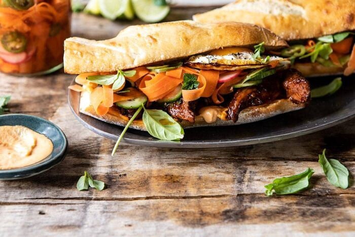 30 Minute Basil Chicken Banh Mi Sandwich | halfbakedharvest.com #easyrecipe #healthyrecipes #chicken #thai #Vietnamese 30 Minute Basil Chicken Banh Mi Sandwich | halfbakedharvest.com #easyrecipe #healthyrecipes #chicken #thai #Vietnamese