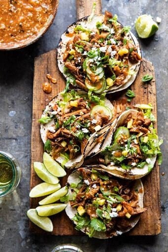 Instant Pot Korean Bulgogi BBQ Tacos | halfbakedharvest.com #tacos #instantpot #easyrecipes #dinner #chicken