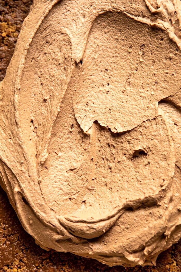 S'mores Chocolate Mousse Bars | halfbakedharvest.com #smores #dessert #chocolate #summerrecipes Chocolate Mousse on top of chocolate crackers