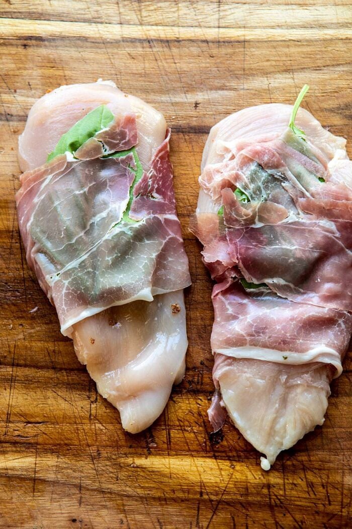 Basil Chicken Saltimbocca before adding the bread crumbs