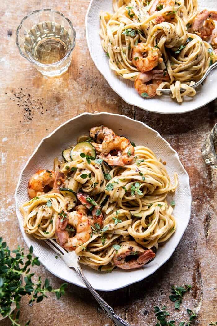 Garden Herb Shrimp Scampi Linguine | halfbakedharvest.com #pasta #shrimp #easyrecipes #summerrecipes