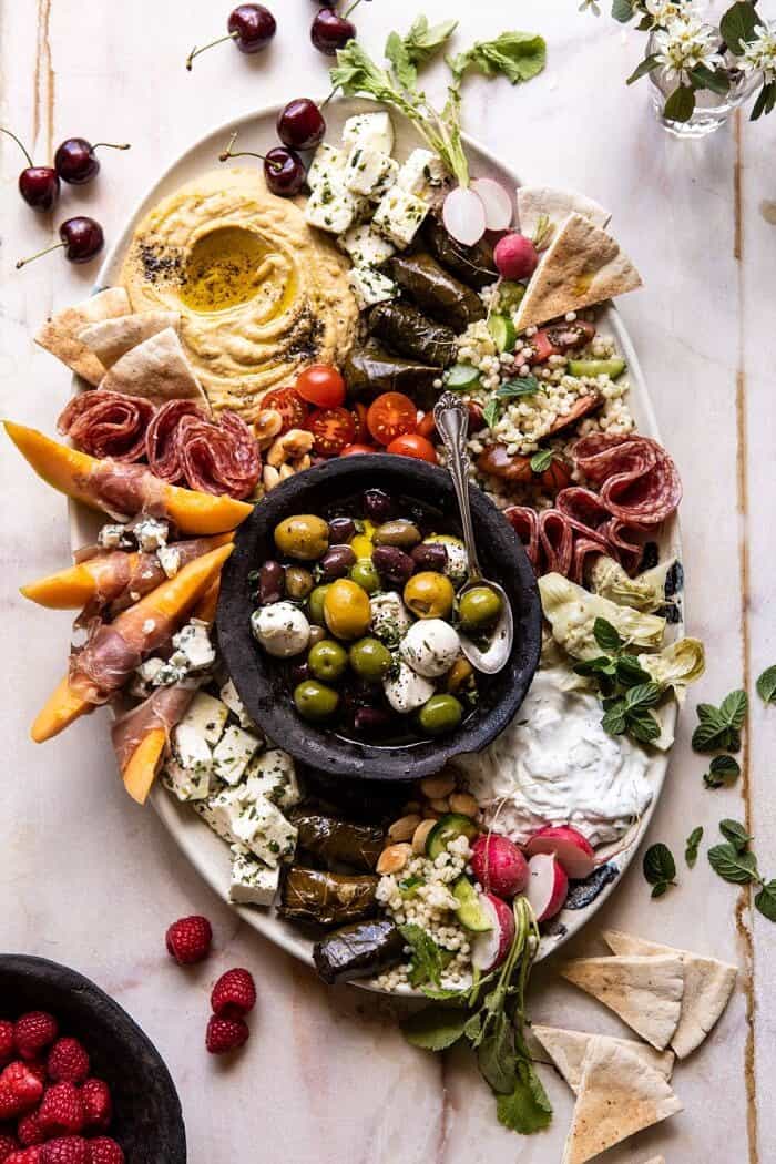 overhead photo of No Fuss Farmers Market Mezze Platter 