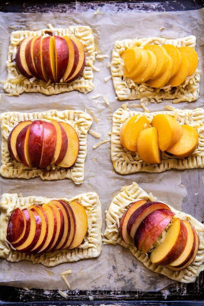 Peach Thyme Tarts on baking sheet before baking