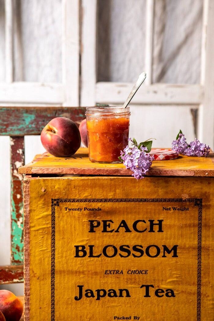 peach jam on peach box