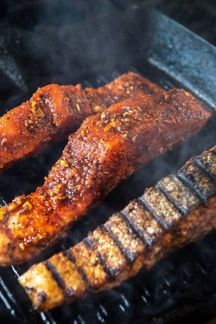 salmon on grill