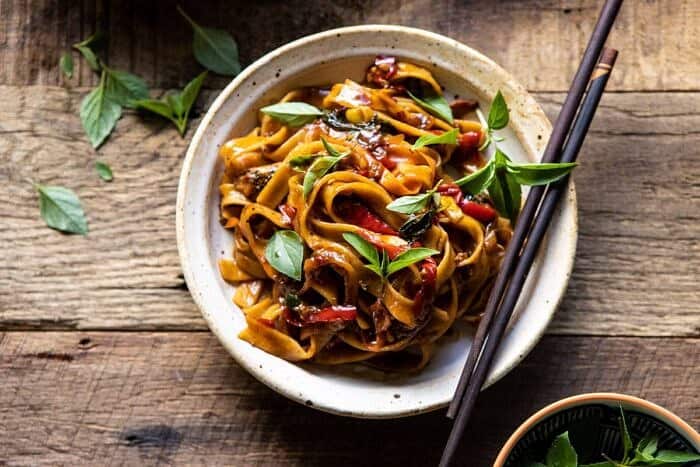 Better Than Takeout Thai Drunken Noodles | halfbakedharvest.com #takeout #noodles #weeknightrecipe #Thai horizontal photo of Better Than Takeout Thai Drunken Noodles