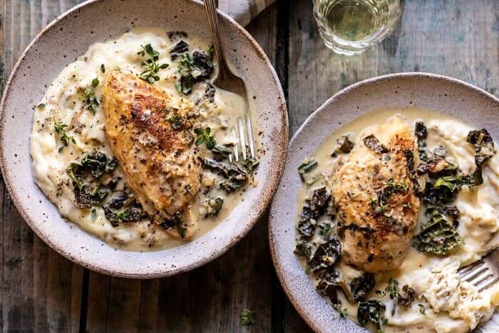 Slow Cooker French Wine and Mustard Chicken | halfbakedharvest.com #slowcooker #crockpot #instantpot #chicken horizontal photo of Slow Cooker French Wine and Mustard Chicken