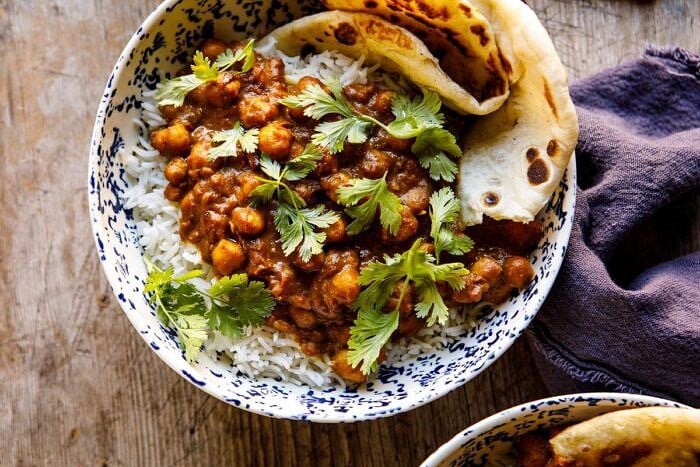 horizontal photo of 30 Minute Indian Pumpkin Butter Chickpeas