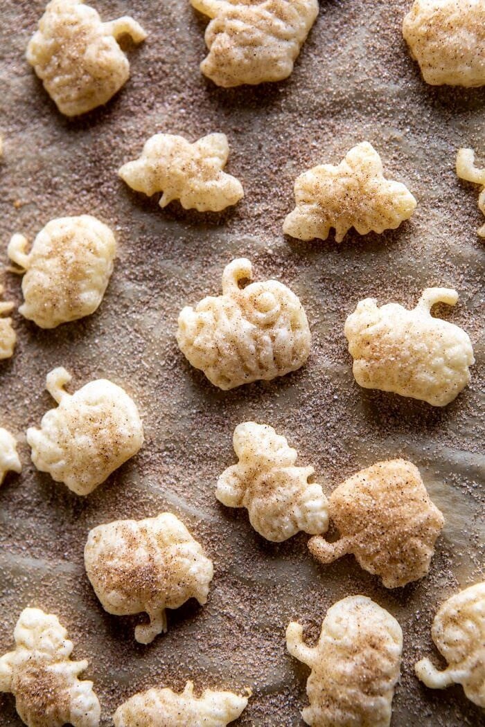 Burnt Basque Pumpkin Spice Cheesecake | halfbakedharvest.com #pumpkin #cheesecake #thanksgiving overhead photo of pie crust cookies after baking