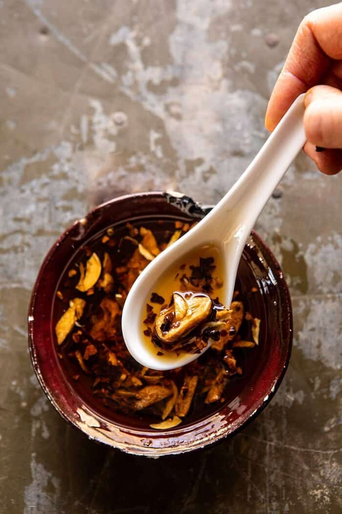 over head photo of Garlicky Chile Oil 