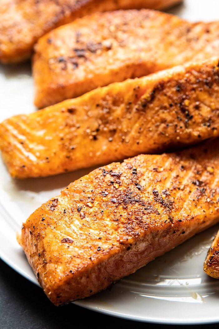 salmon after searing in skillet 