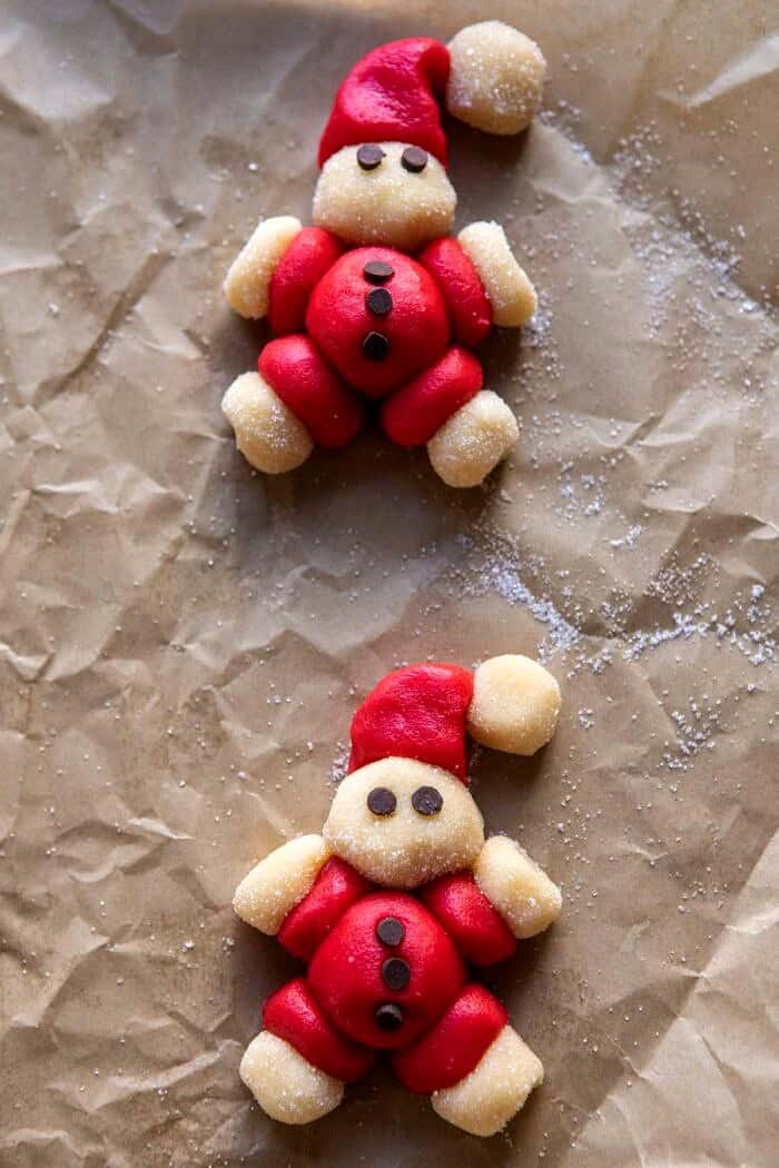 Holly Jolly Santa Cookies | halfbakedharvest.com #santacookies #sugarcookies Holly Jolly Santa Cookies before baking