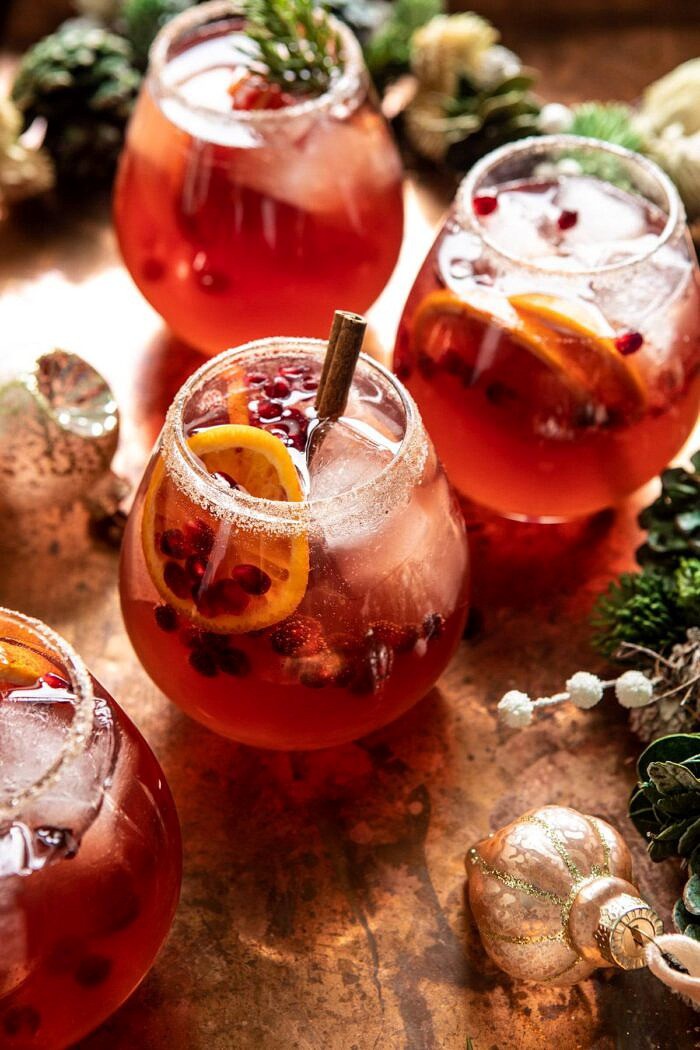 Sparkling Christmas Party Punch | halfbakedharvest.com #punch #christmasdrinks #cocktails