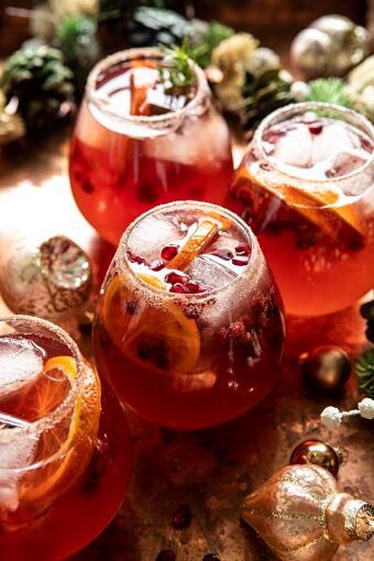 Sparkling Christmas Party Punch | halfbakedharvest.com #punch #christmasdrinks #cocktails