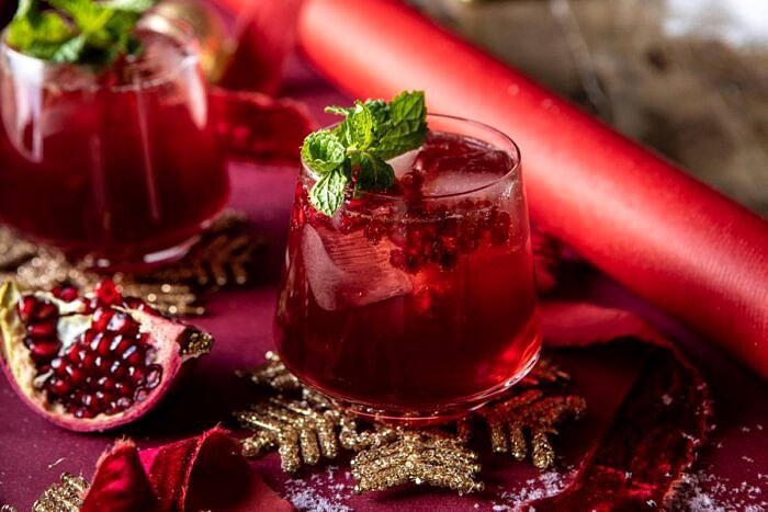 The Santa Clause Smash | halfbakedharvest.com #christmasdrink #bourbon #cocktail horizontal photo of The Santa Clause Smash