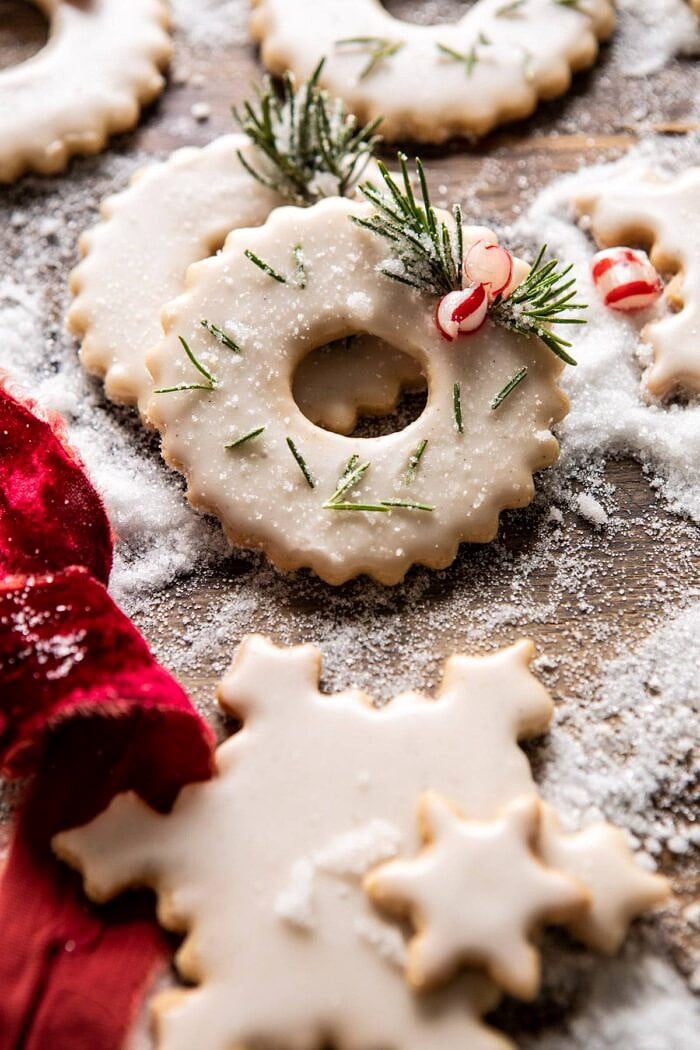 side angled photo of Vanilla Wreath Cookies 
