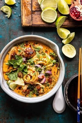 30 Minute Thai Chicken Meatball Khao Soi | halfbakedharvest.com #thai #coconut #healthy