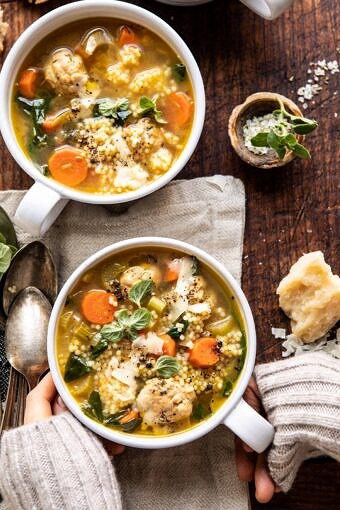 Healthier Italian Wedding Soup with Lemon and Garlic | halfbakedharvest.com #healthy #weddingsoup
