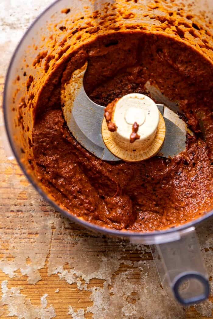 Roasted Red Pepper Alla Vodka Pasta with Cheesy Oregano Breadcrumbs | halfbakedharvest.com Roasted Red Peppers in food processor