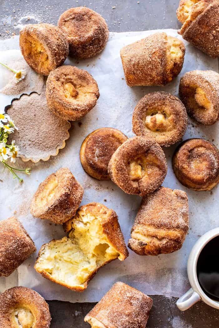 overhead photo of Cinnamon Sugar Brown Butter Popovers