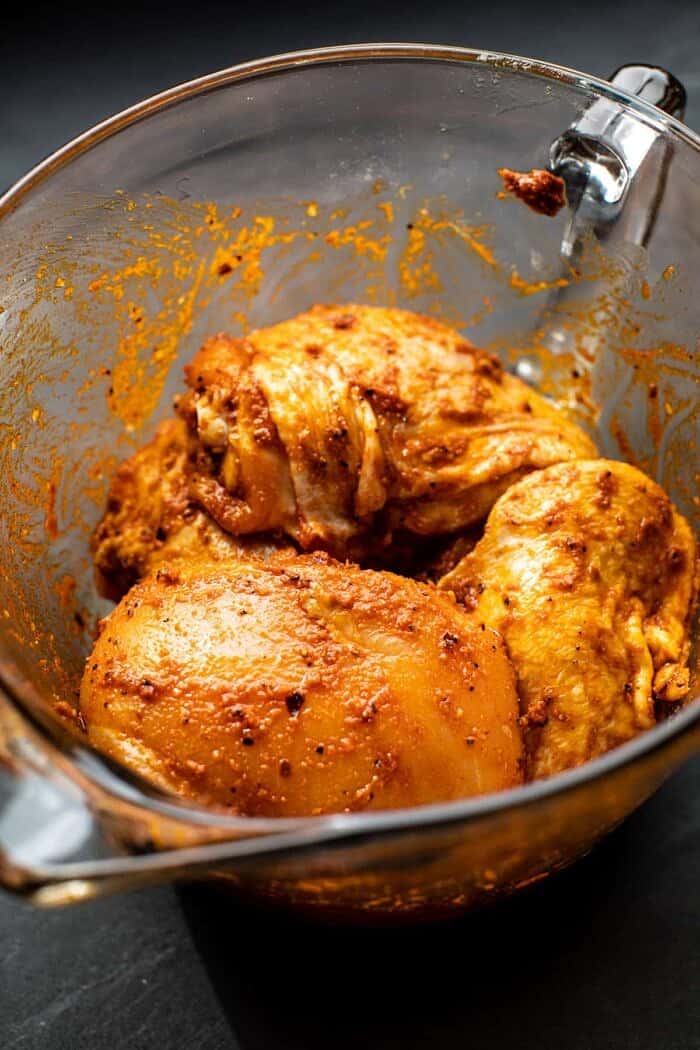 Weeknight Thai Peanut Chicken with Spicy Lime Mango | halfbakedharvest.com prep photo of raw chicken