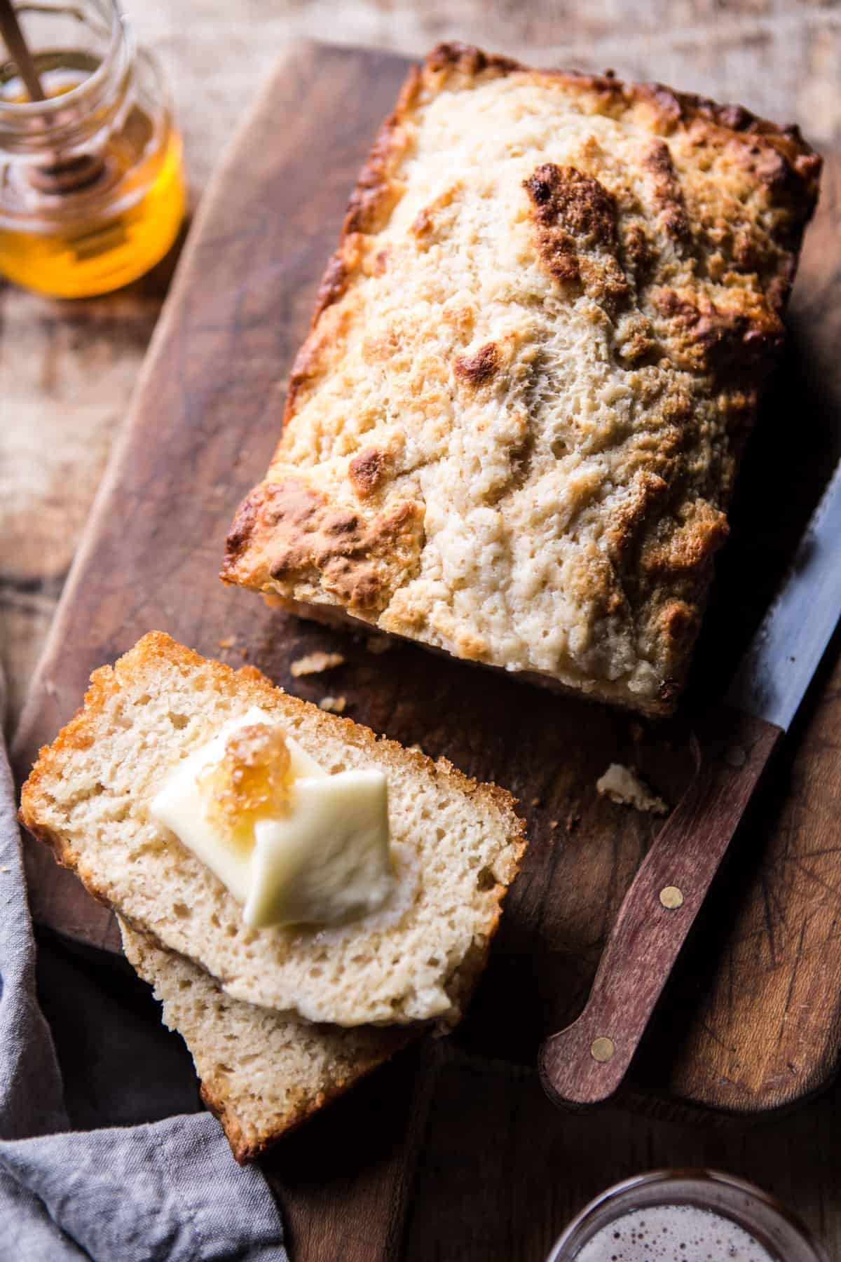 5 Ingredient Honey Butter Beer Bread | halfbakedharvest.com