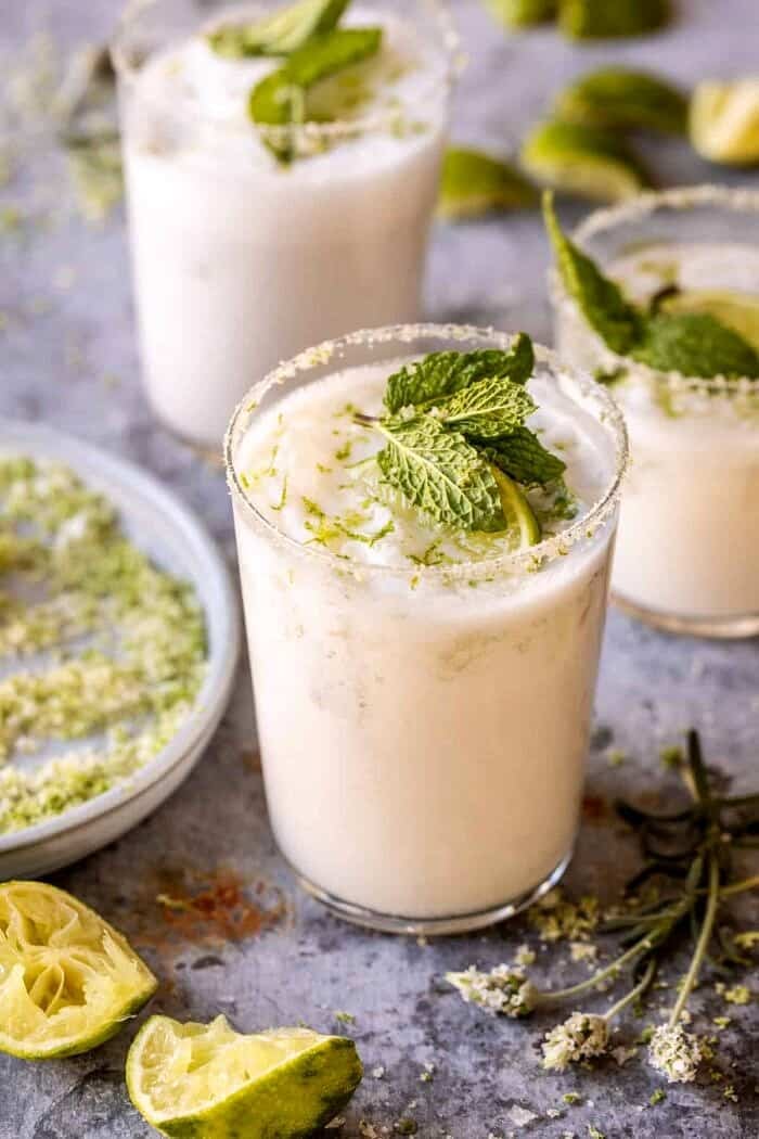 Creamy Coconut Lime Mojito | halfbakedharvest.com side angled photo of Creamy Coconut Lime Mojito