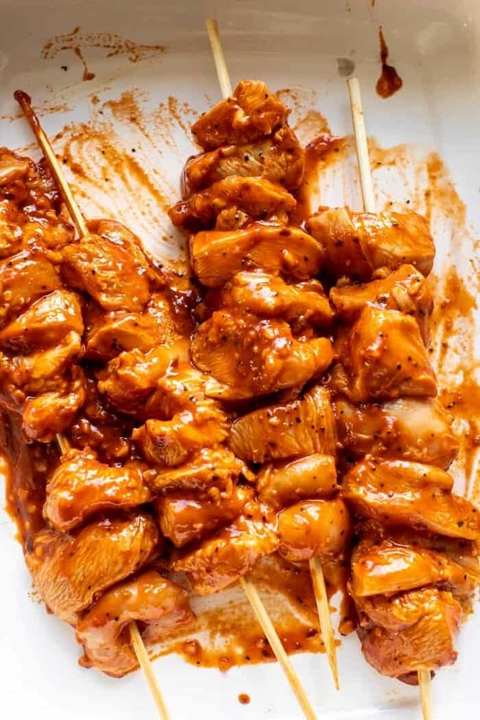 overhead prep photo of Lebanese Chicken marinating 