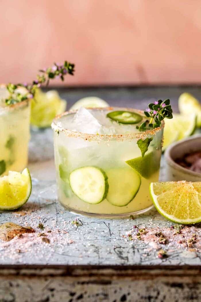 Spicy Cucumber Margarita | halfbakedharvest.com front on photo of Spicy Cucumber Margarita