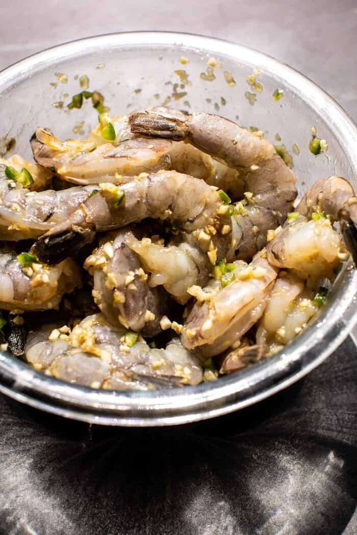 20 Minute Honey Garlic Butter Shrimp | halfbakedharvest.com prep photo of 20 Minute Honey Garlic Butter Shrimp before cooking