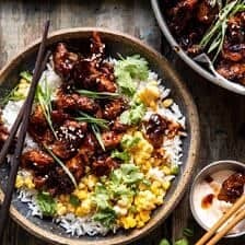 25 Minute Korean Bulgogi BBQ Chicken with Spicy Garlic Butter Corn | halfbakedharvest.com