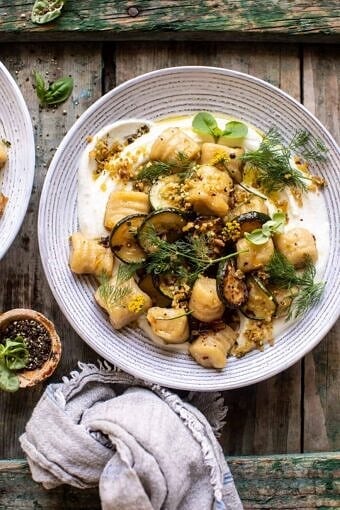 Cauliflower Gnocchi with Crispy Zucchini and Whipped Goat Cheese | halfbakedharvest.com