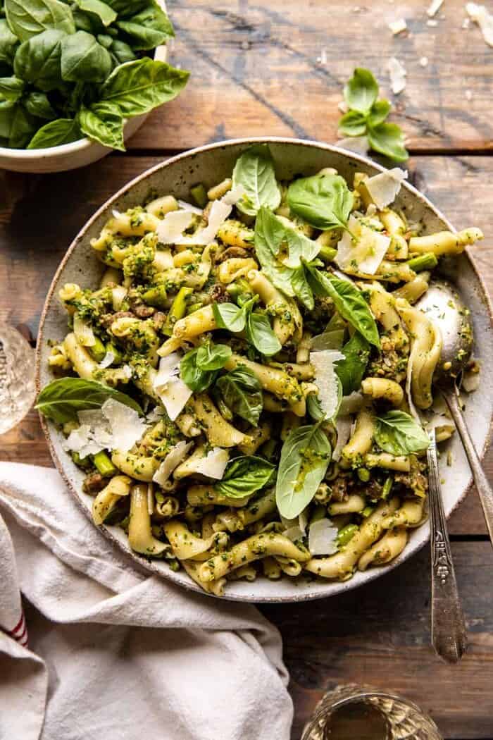 One Pot Lemon Basil, Asparagus, and Sausage Pasta | halfbakedharvest.com